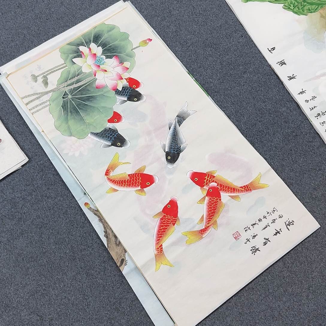 国画尺寸70X70手绘作品 