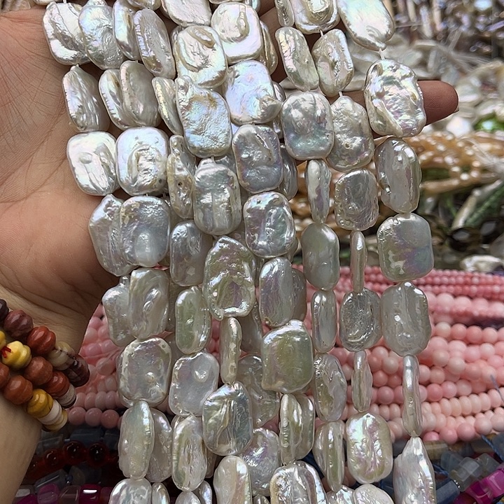 玛瑙/玉髓未镶嵌珠宝半成品一条14mm左右长方片巴洛克珍珠