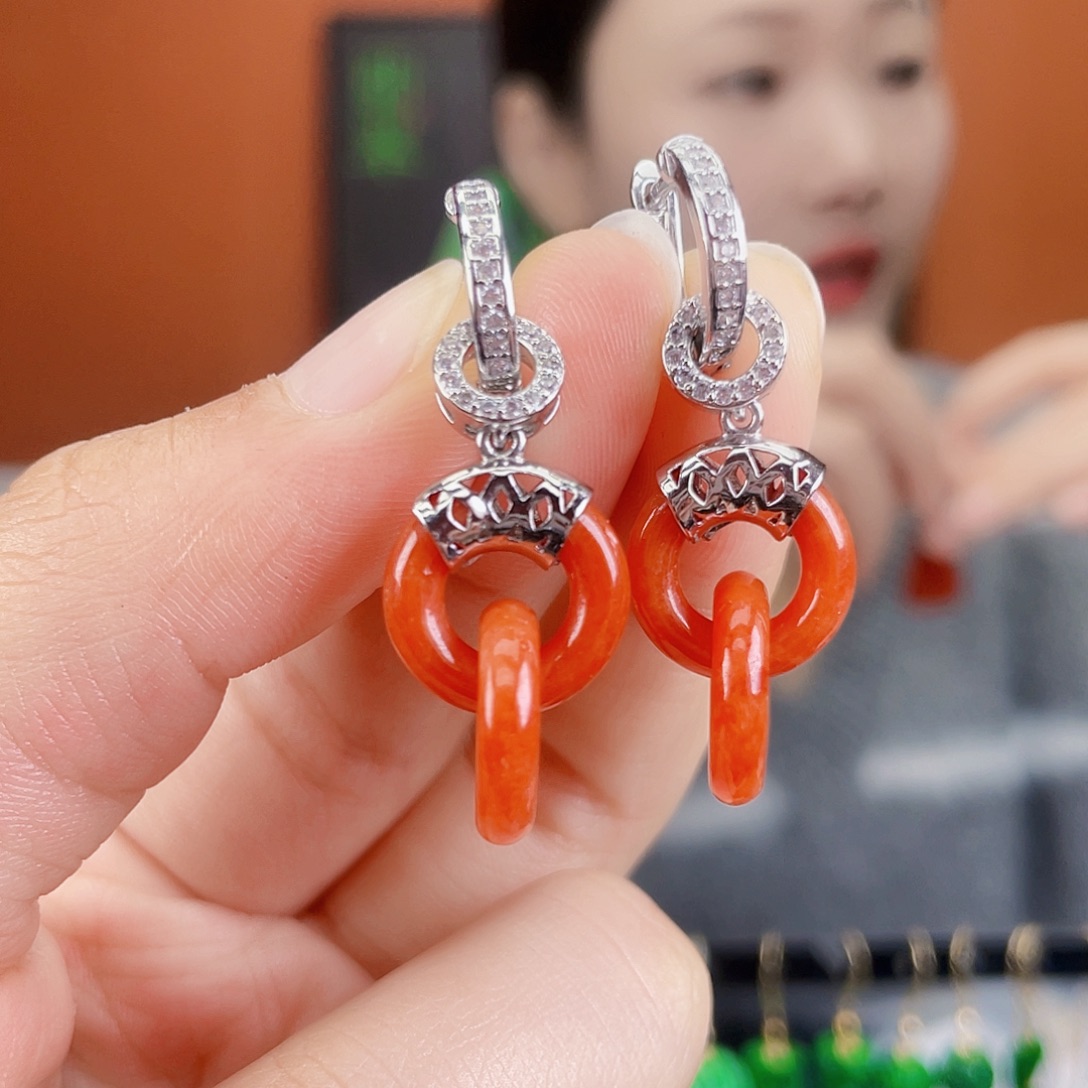 翡翠未镶嵌耳饰饰品