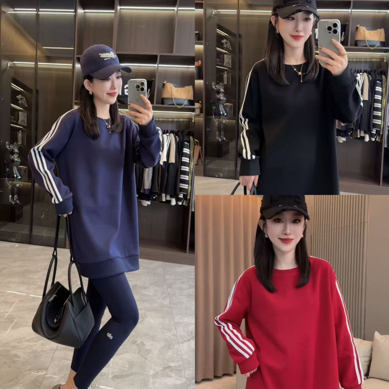 厚款印花字母百搭长袖上衣运动长款卫衣加厚秋冬时尚INS风圆领