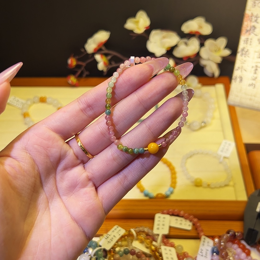 水晶手链银S925镶嵌T碧玺1341