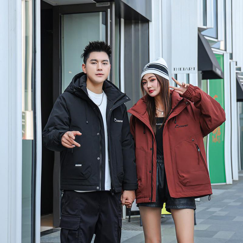 702-9533 冬季滑雪保暖男士百搭时尚休闲潮流帅气修身棉外套连帽