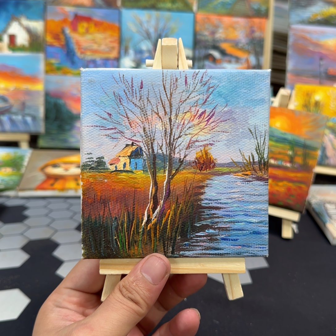 油画迷你小油画桌搭纯手绘10*10cm