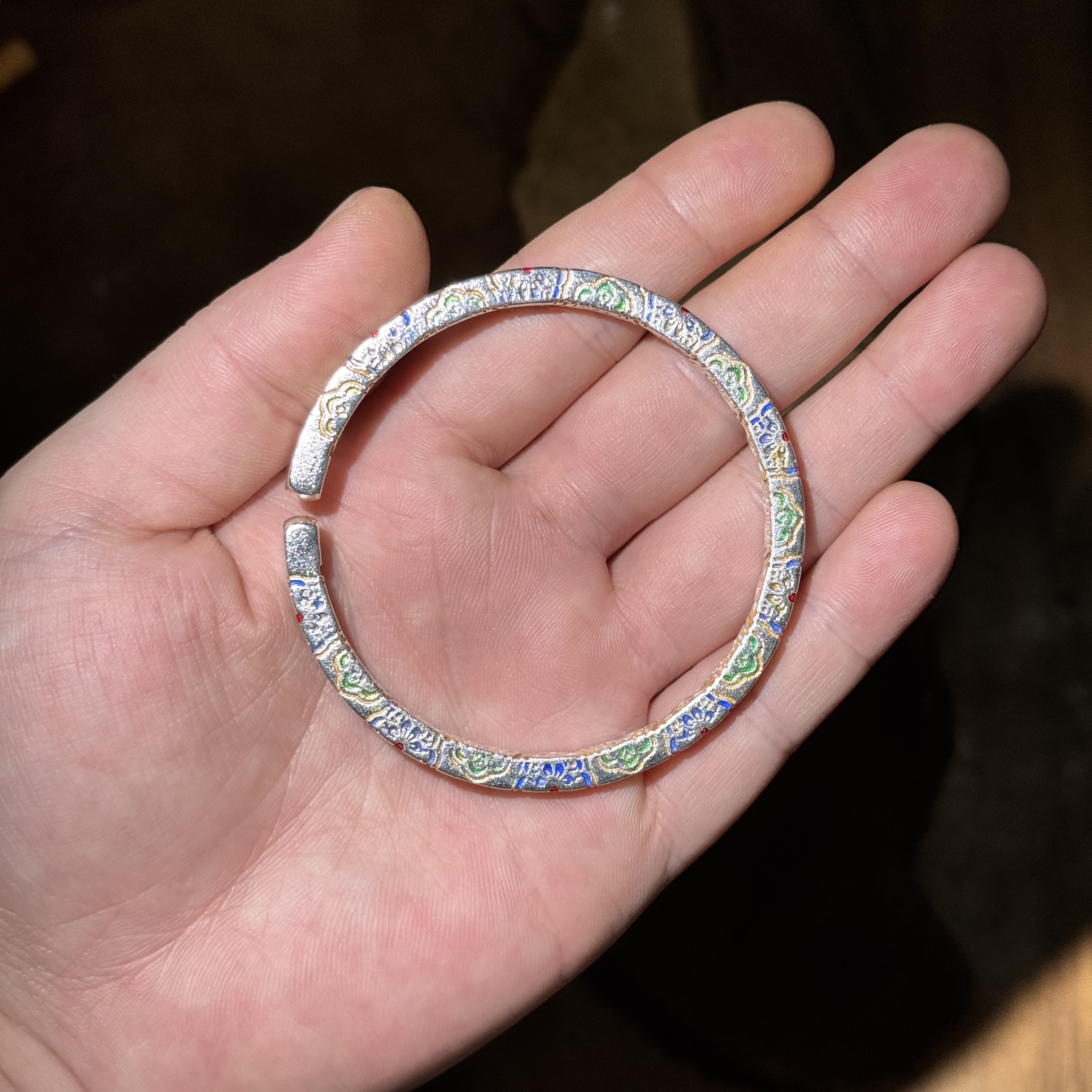 非金属硅胶手镯 K325珐琅彩宝相花（无礼盒）