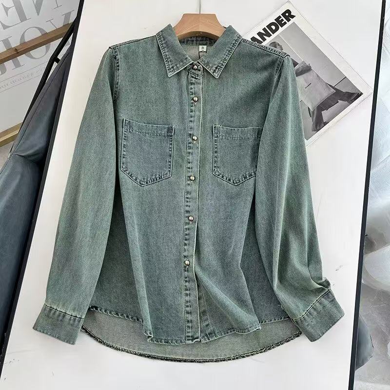 复古简约牛仔衬衫女长袖