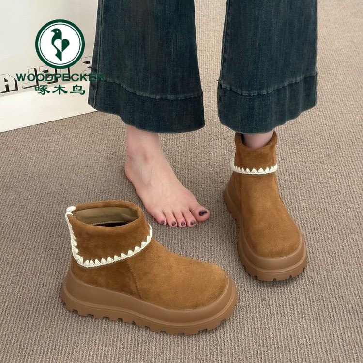 啄木鸟复古英伦风厚底马丁靴女2025新款秋季百搭显瘦增高勃肯短靴