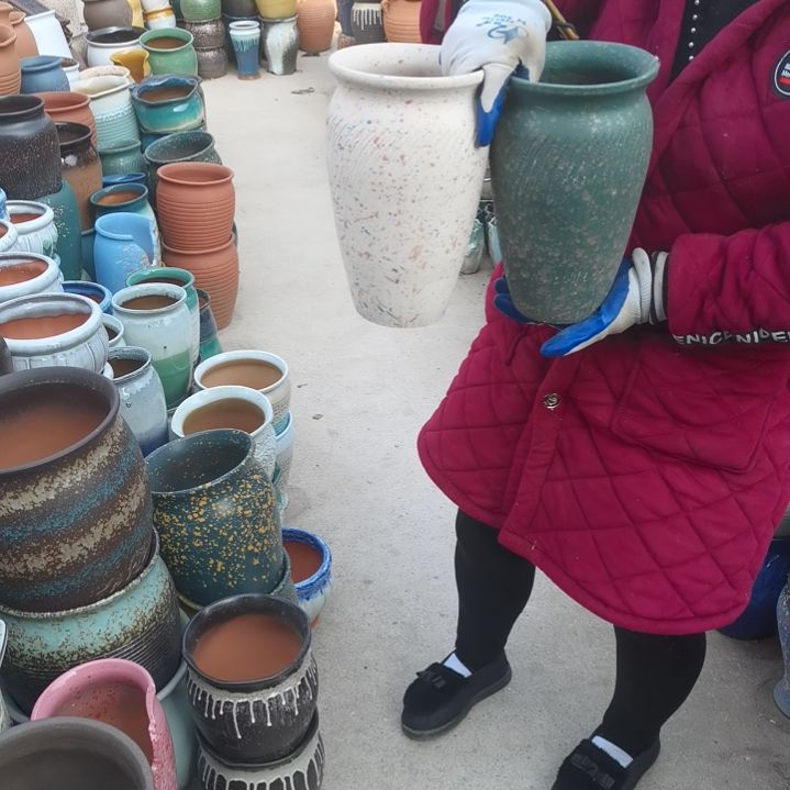 红陶口15高25两个盆子