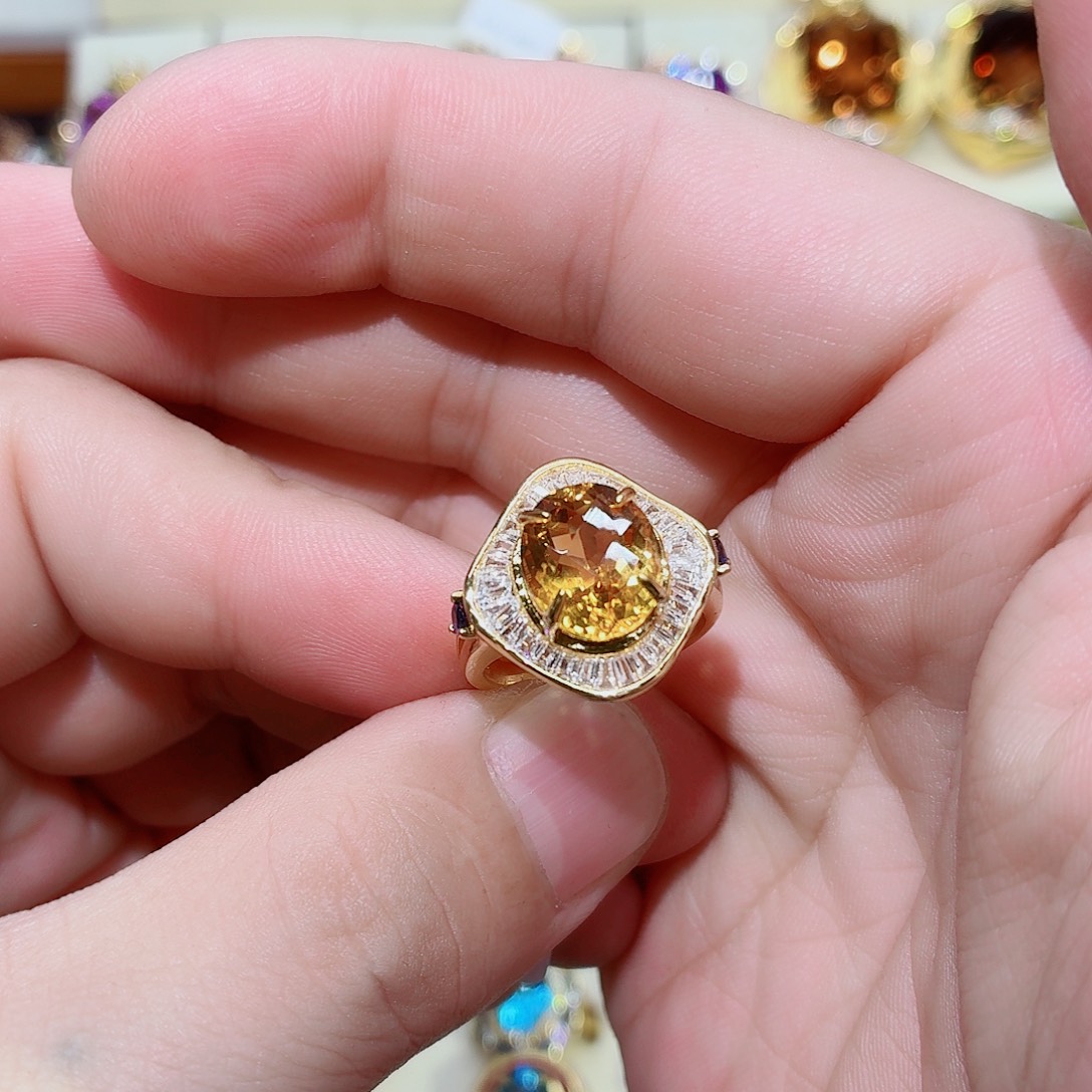 银S925镶嵌戒指水晶