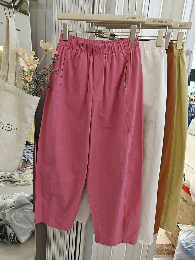 （2807）韩系轻薄舒适哈伦裤休闲裤夏季松紧腰宽松显瘦遮肉萝卜裤潮