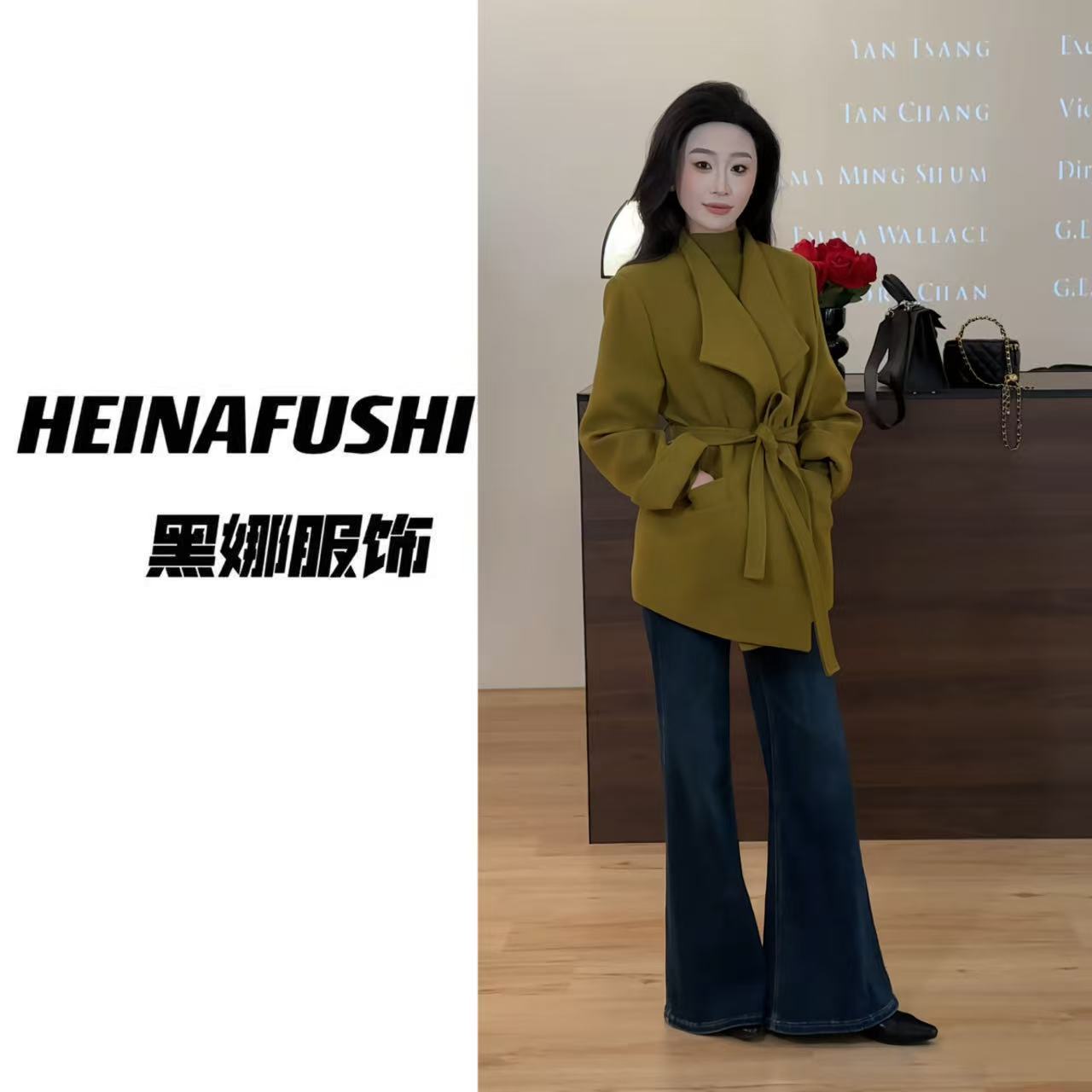 HEINA【清仓】经典永存气质收腰毛呢短外套2530