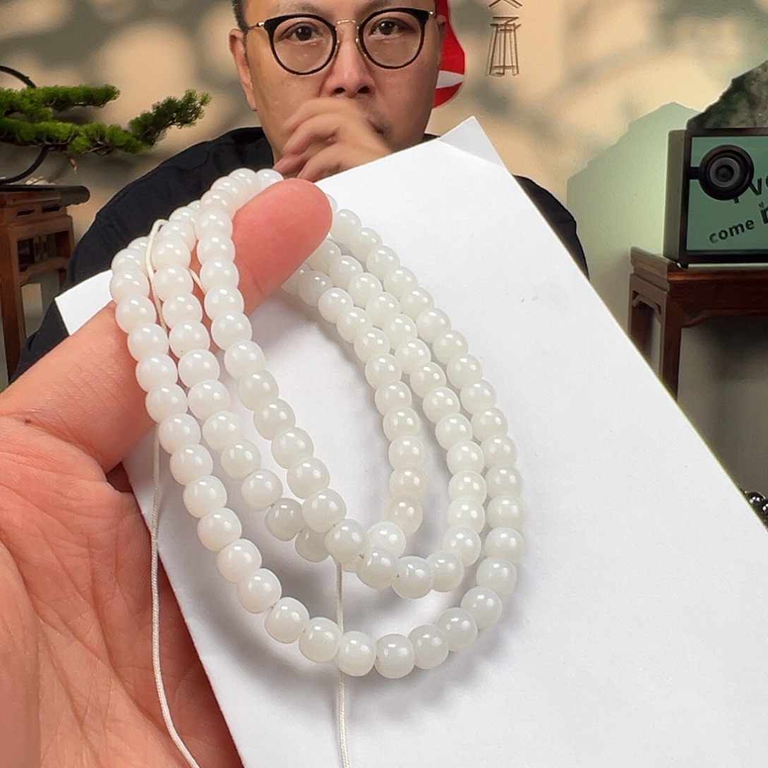 和田玉未镶嵌手链卡7mm108