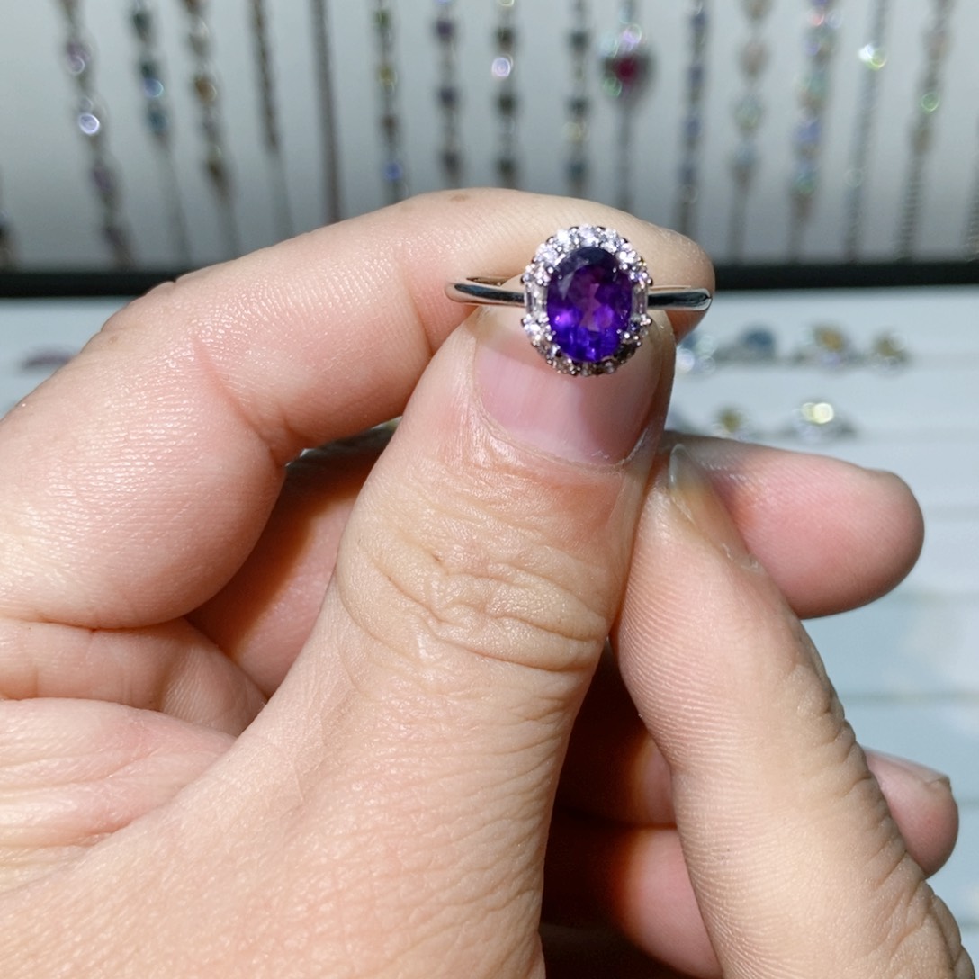 绿水晶戒指银S925镶嵌