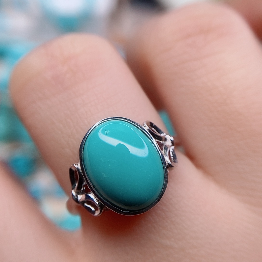 绿松石戒指银S925镶嵌