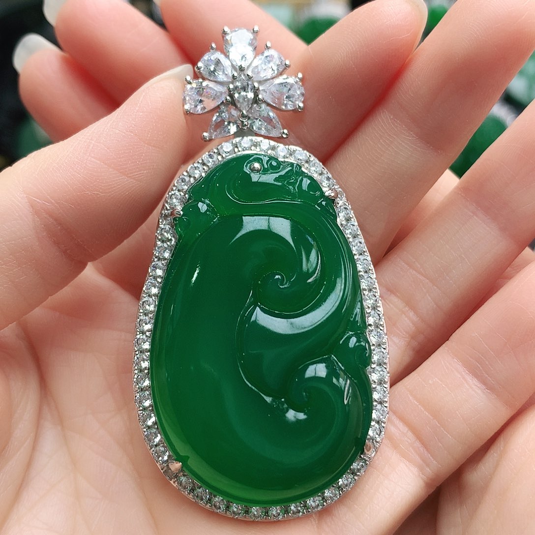 玛瑙/玉髓吊坠银S925镶嵌