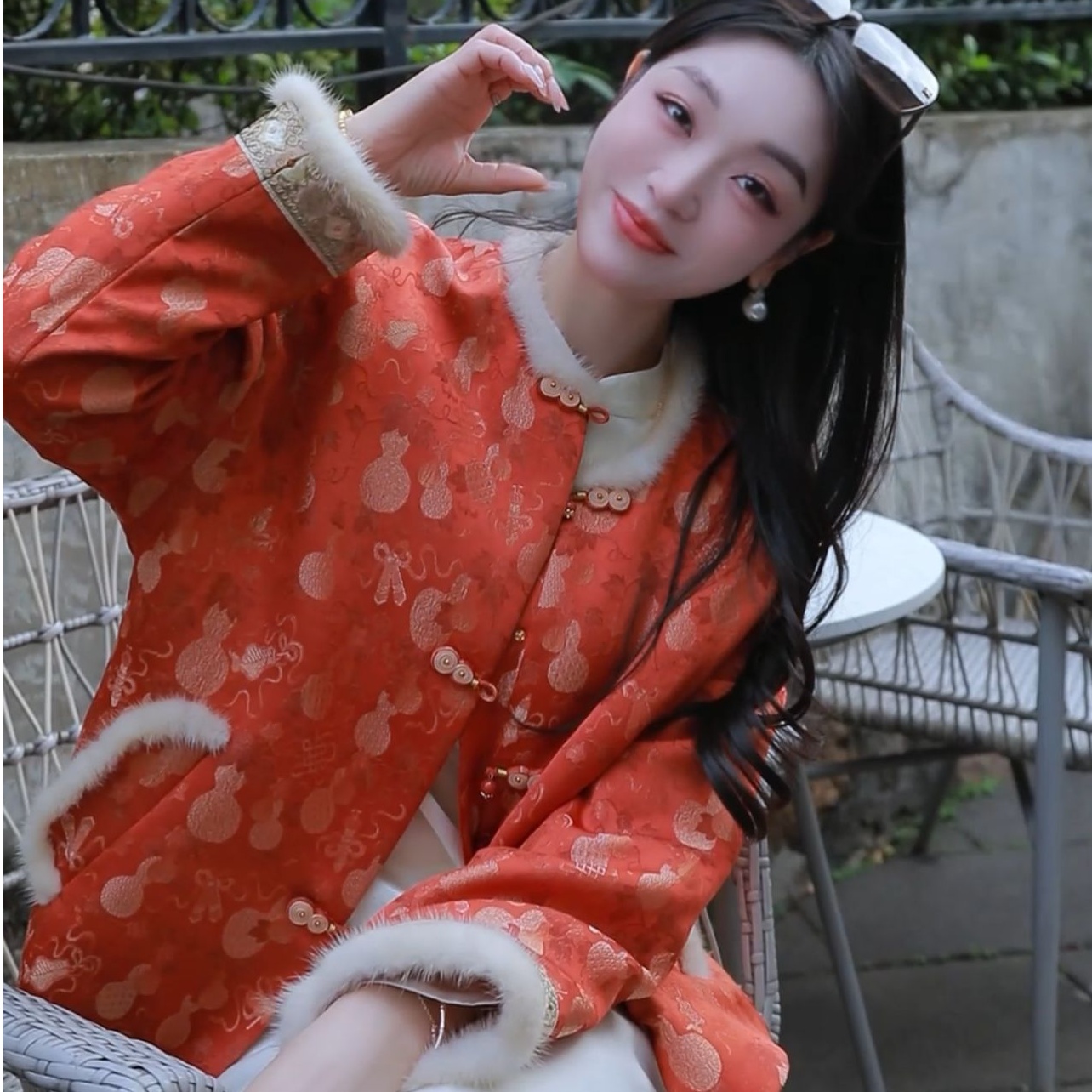 《33定制》【福禄双全】时尚秋冬季新中式气质加棉保暖外套6889