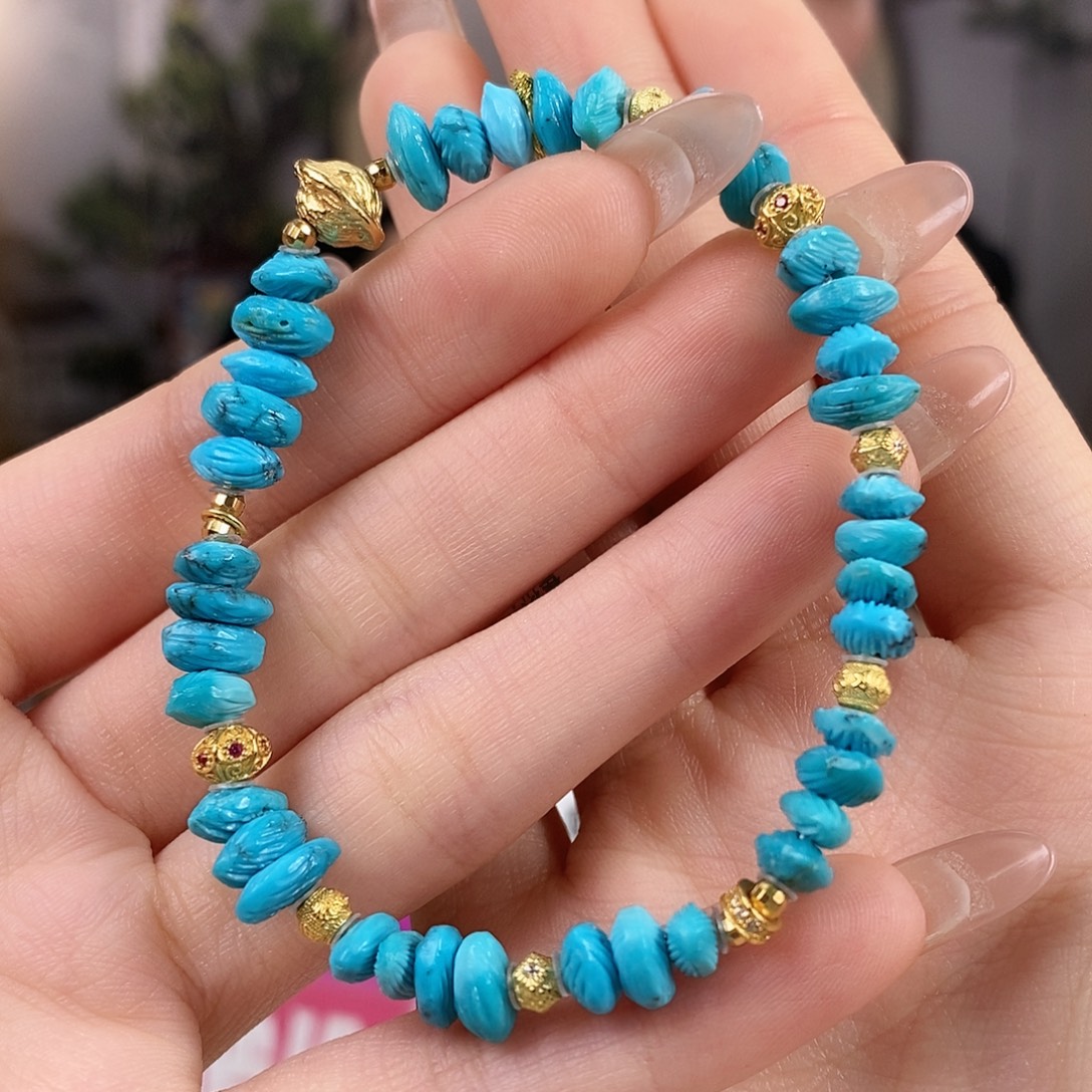 绿松石银S925镀金镶嵌珠宝奇石