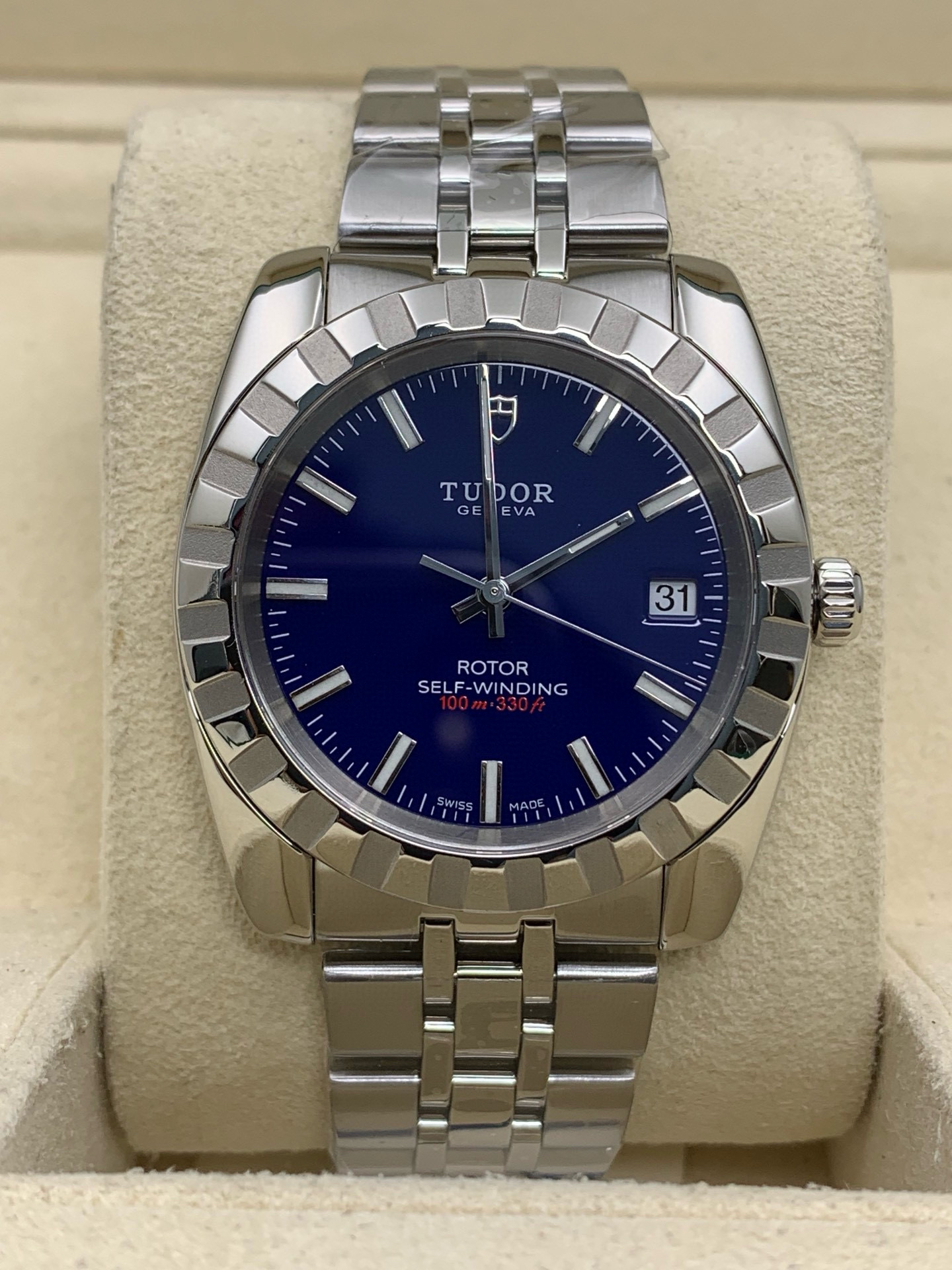 95新 TUDOR/帝舵 经典21010/单表/蓝盘条刻/38mm/男士腕表