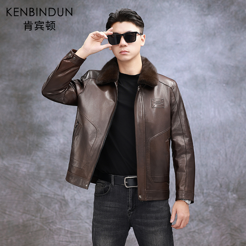 KENBINDUN/肯宾顿2837真皮皮衣男头层山羊皮夹克男士男款外套胆