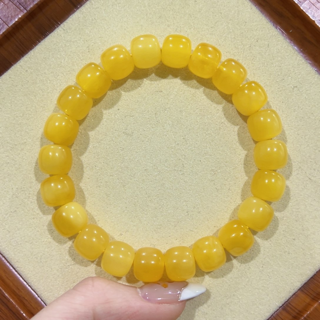 蜜蜡手链未镶嵌?***哈10m鸡油黄 