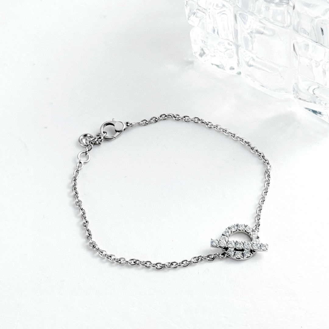 99新 Hermes/爱马仕  白金满钻小Q手链