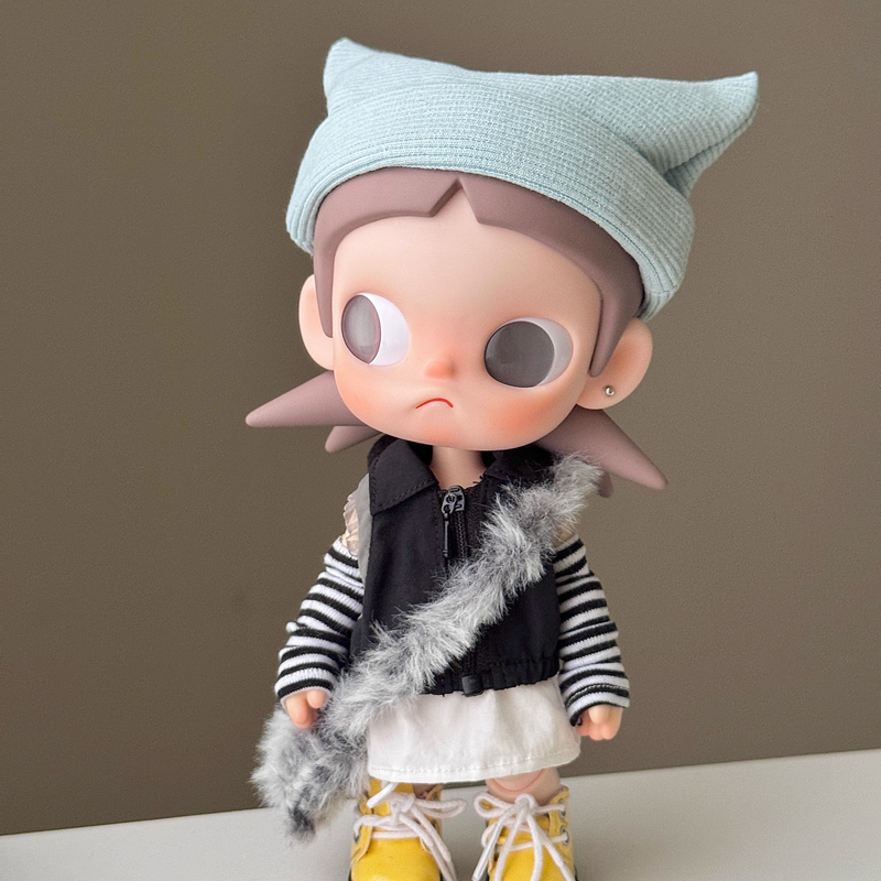 瓜瓜嘎·原创Zisga娃衣1/8BJD蓝色帽子马甲潮流套装毛毛斜挎包