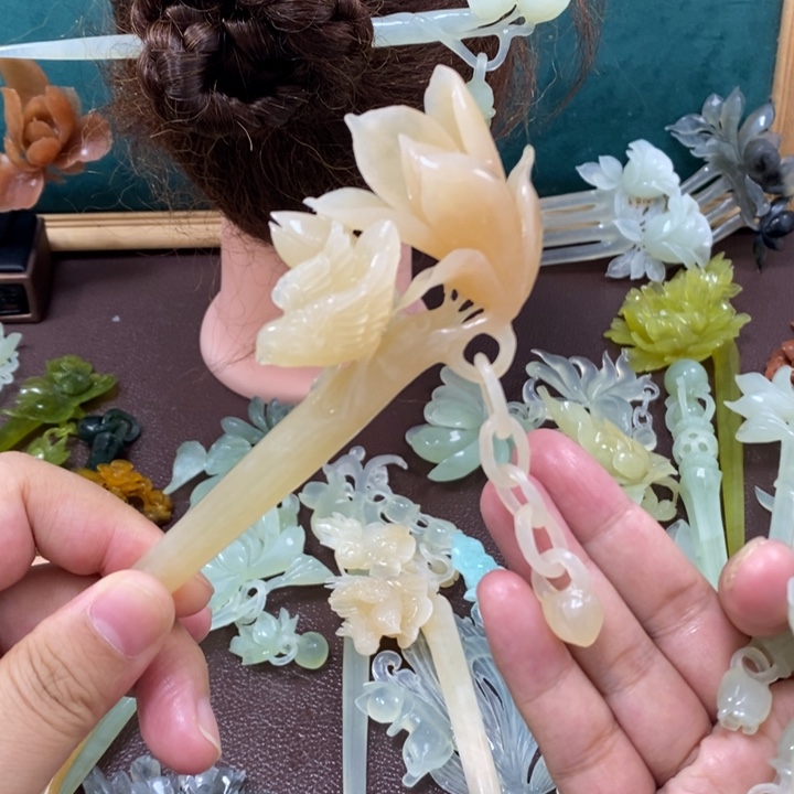 蛇纹石玉发饰未镶嵌
