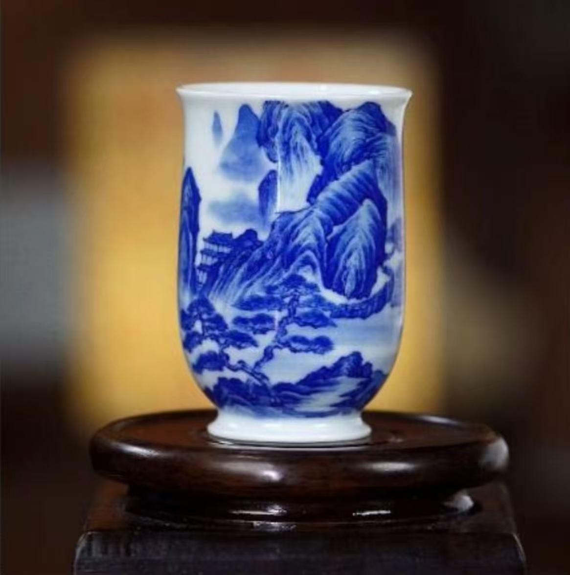【竹林草堂】青花山水闻香杯