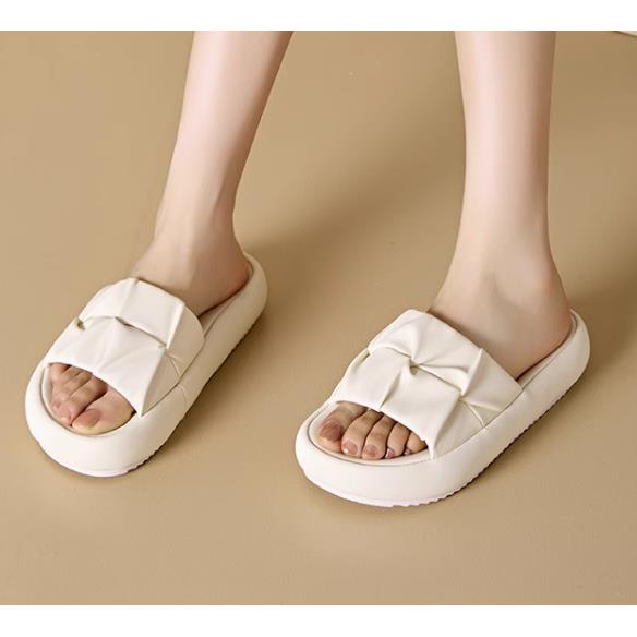 夏款1258时尚厚底一字带褶皱感凉拖