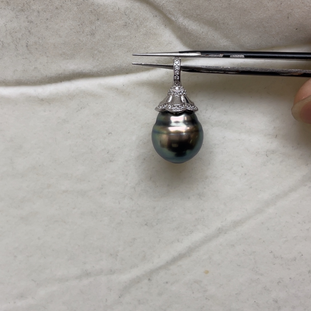 海水珍珠银S925镶嵌吊坠(不含链)