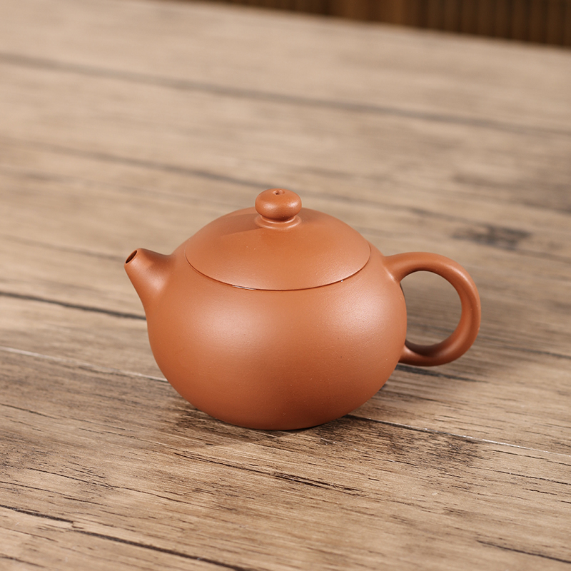 潮州原矿鸡蛋黄纯手工手拉西施壶三杯陈树煌手作工夫茶家用朱泥壶
