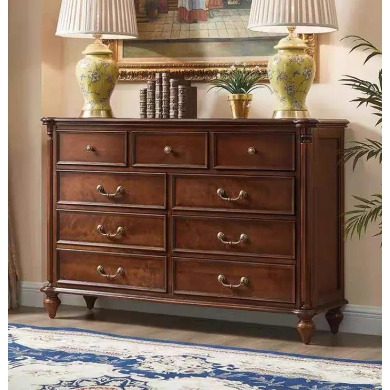 储物柜艺术图案斗柜新中式柜子六斗柜美式复古美式