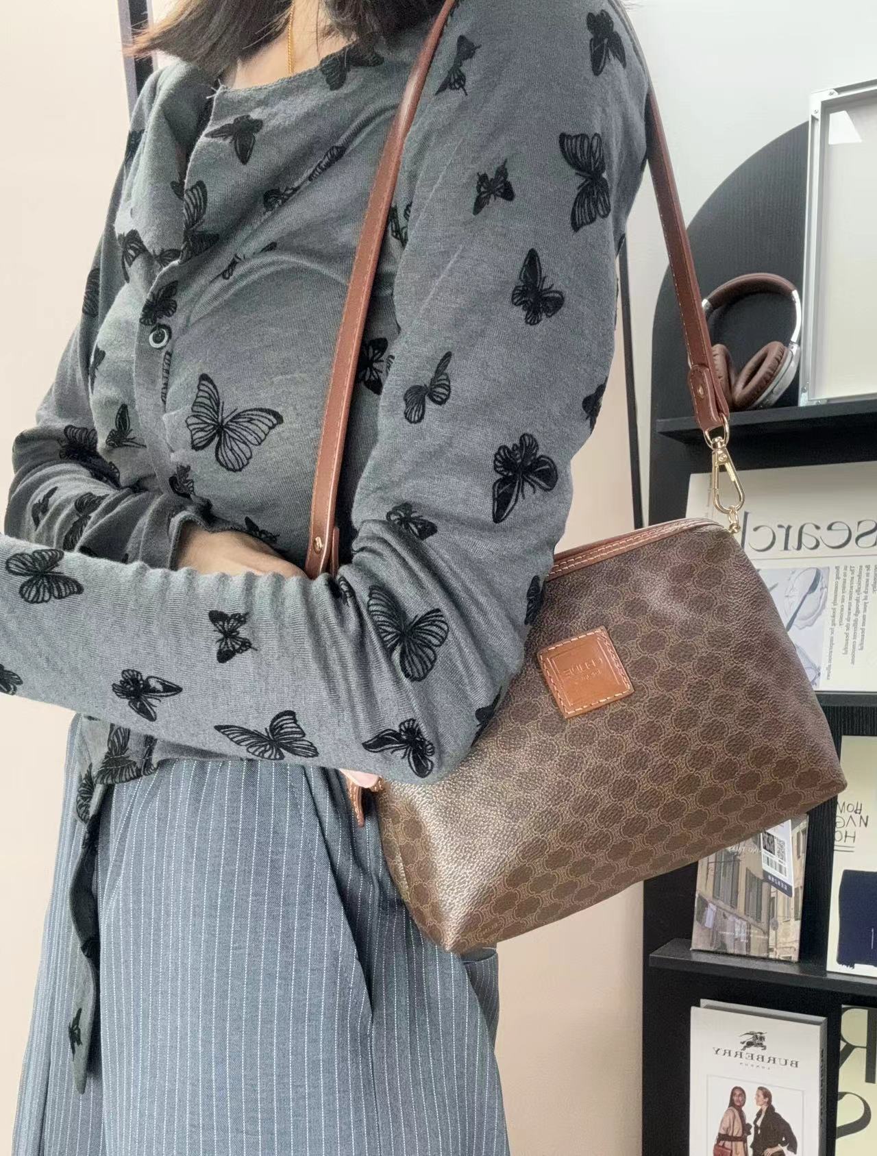 95新 Celine/思琳 老花云朵包单肩包斜挎包/秋境中古 00132