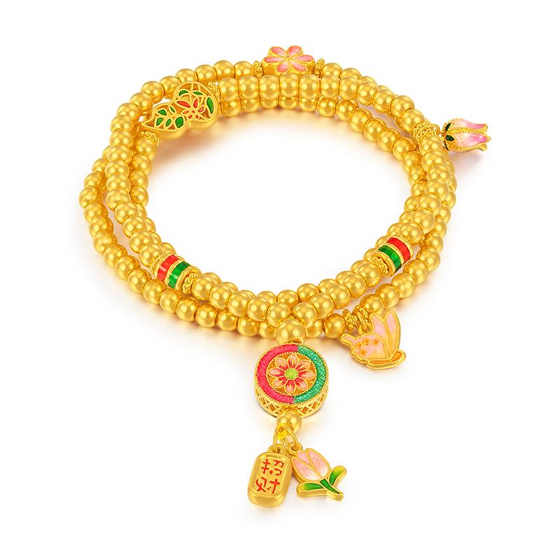 福满圆珠宝 足金999投资金 无氰硬金国风蝴蝶手链