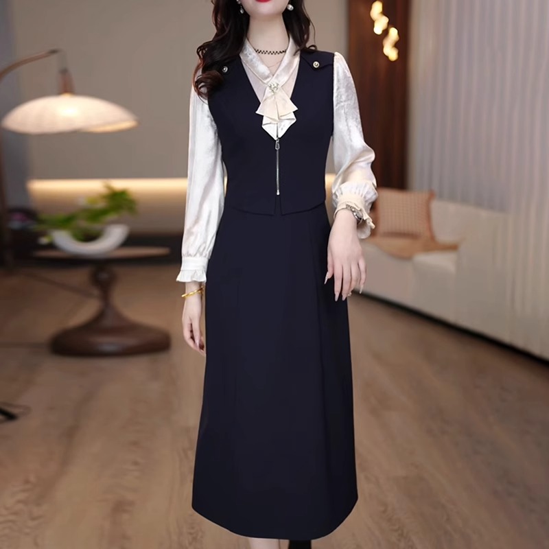 时尚修身连衣裙新爆款女春秋十三行洋气质端庄优雅长袖裙子