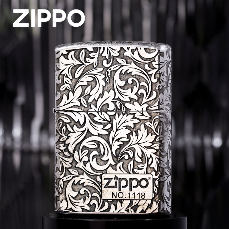 Zippo打火机正品/S925银机重甲大叶唐草重甲DYJ1