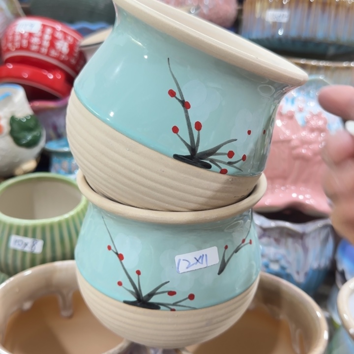 凑9块包邮，有孔，陶瓷花盆