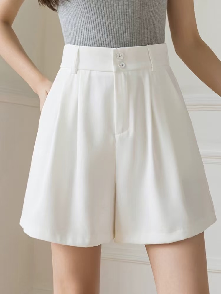 1455 款号2031西装短裤女夏季薄款高腰宽松a字休闲阔腿裤