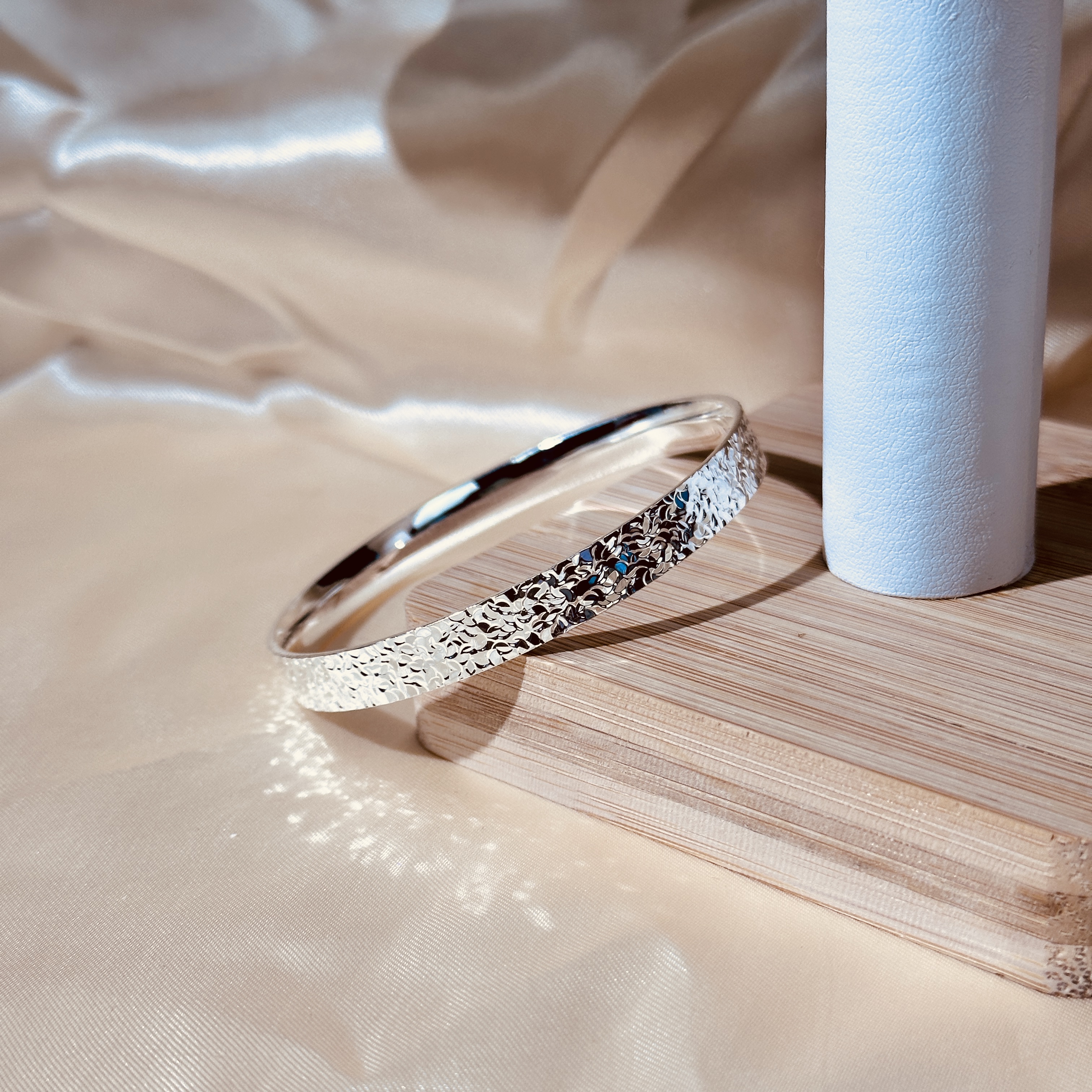 足银手镯 05号　碎冰冰闭口实心足银手镯