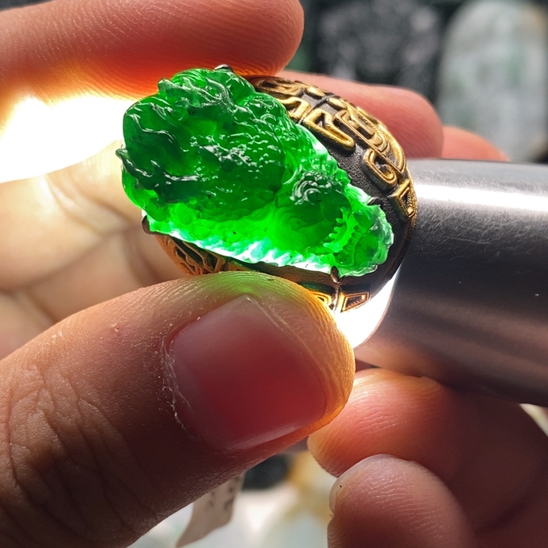 定制翡翠未镶嵌天然翡翠A货龙头戒指