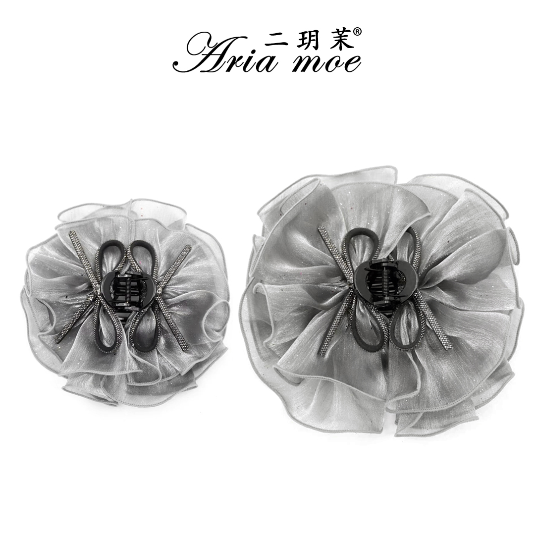 【浪漫银河】灰色简约发圈抓夹氛围感日常气质蝴蝶结满天星抓夹发饰