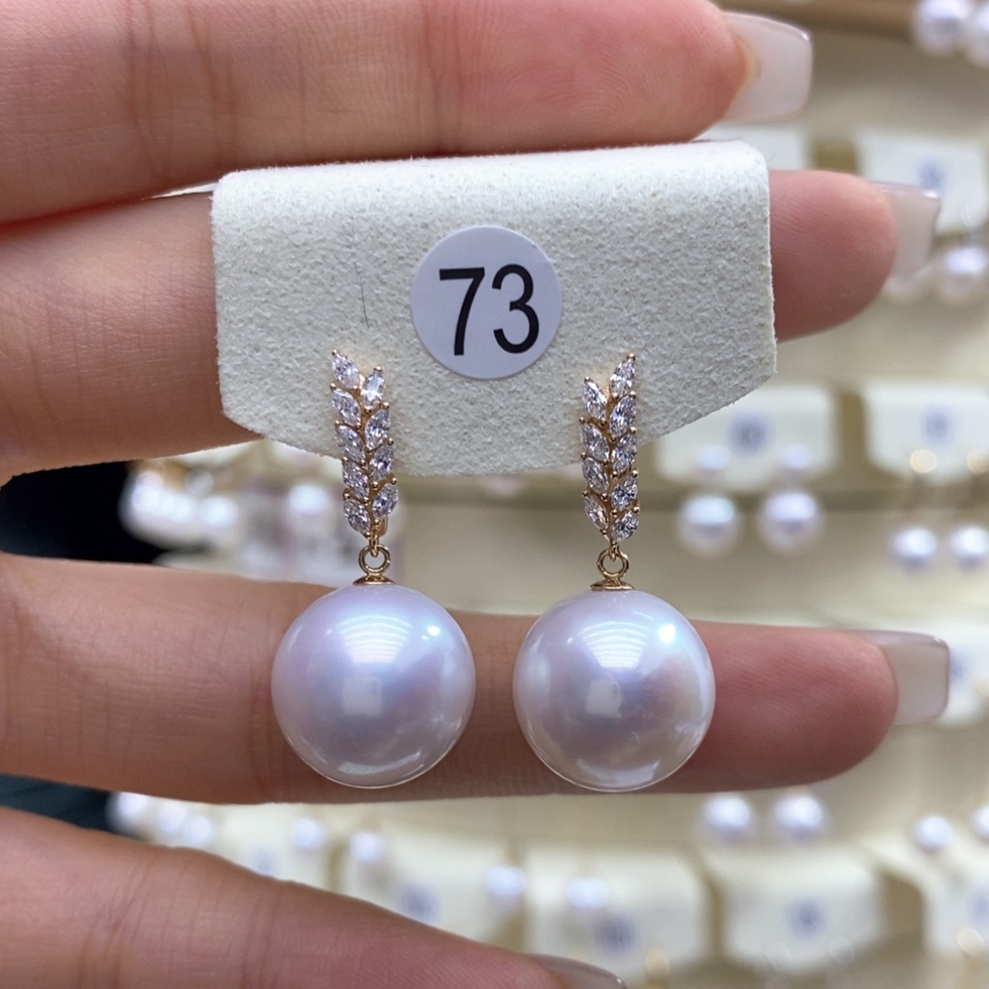 淡水珍珠耳饰18K金镶嵌