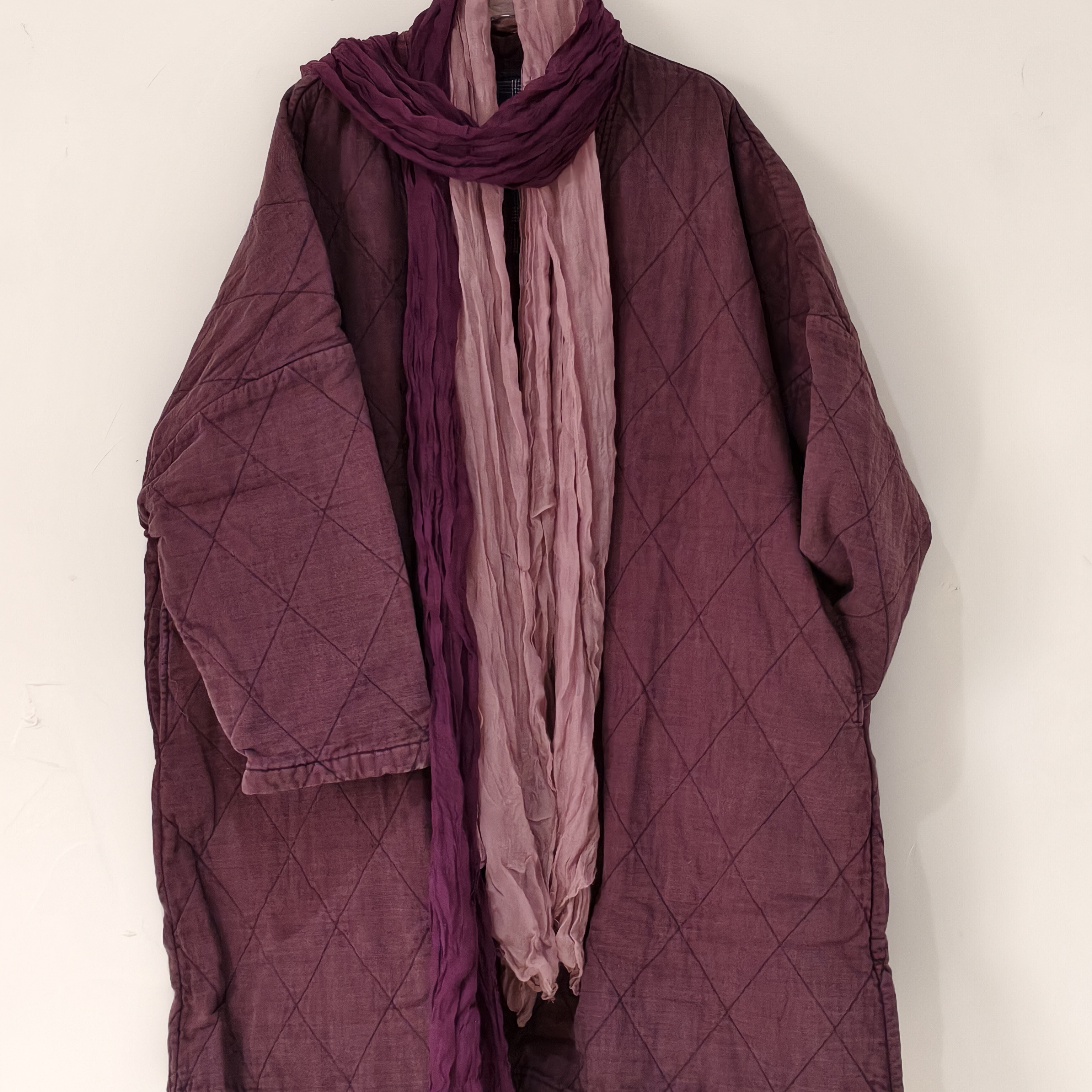 素写 新中式亚麻 盘扣中长款棉服秋冬保暖宽松设计