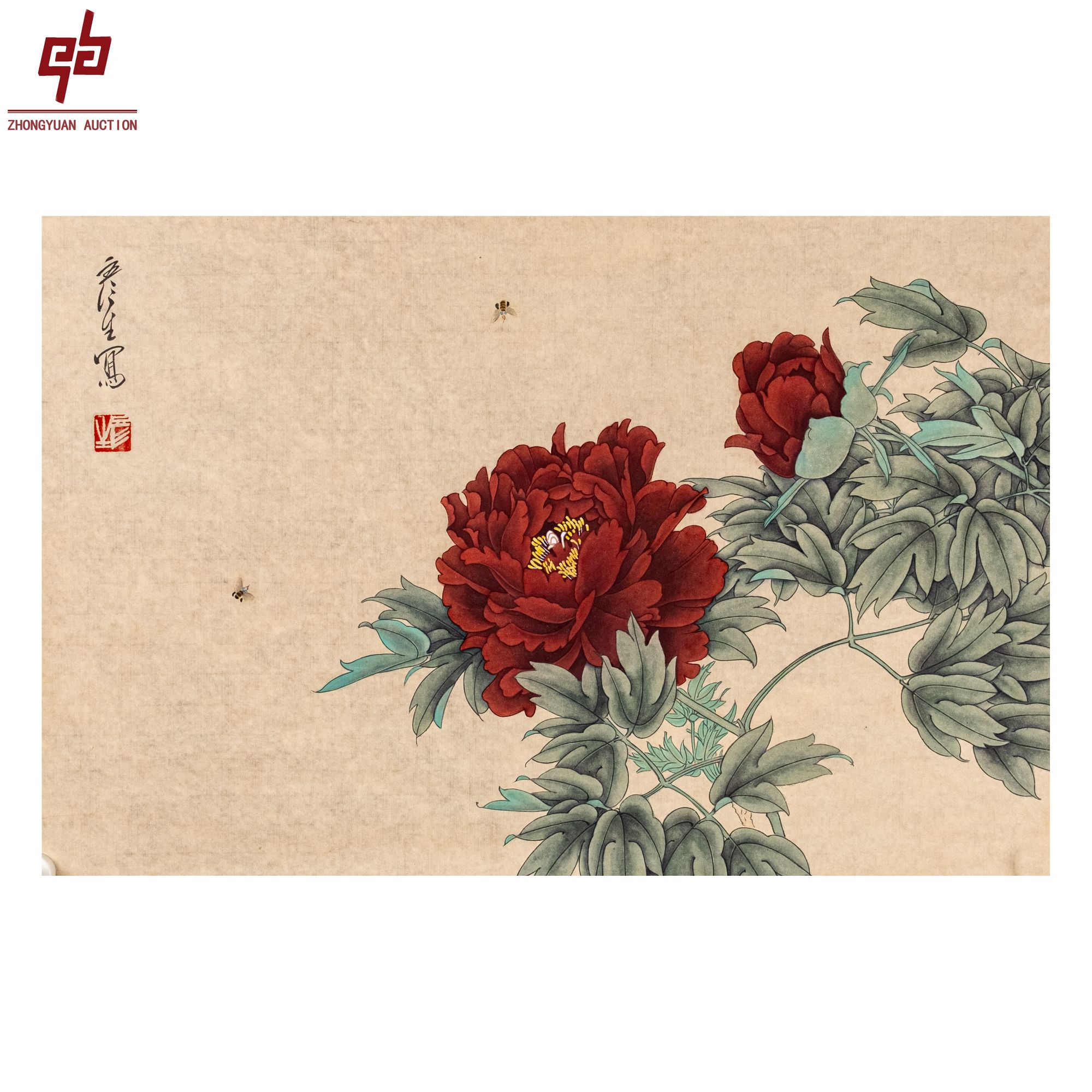 "lot5981 周彦生 花卉 原片 67cm*45cm约2.7平尺"