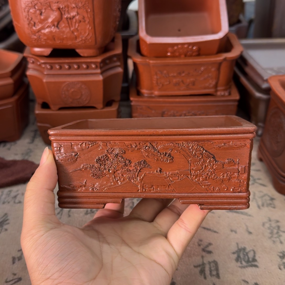 紫砂花盆宜兴紫砂正品14x10x4.8