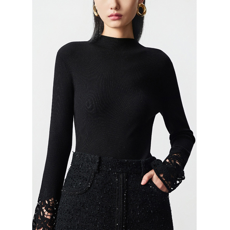 2025新款气质丝毛修身显瘦针织衫女百搭坑条打底衫1265