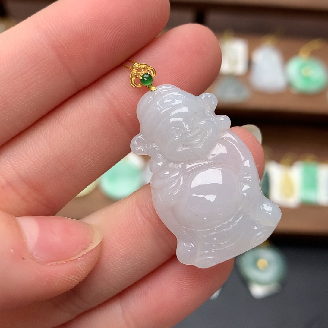 翡翠吊坠(不含链)18K金镶嵌