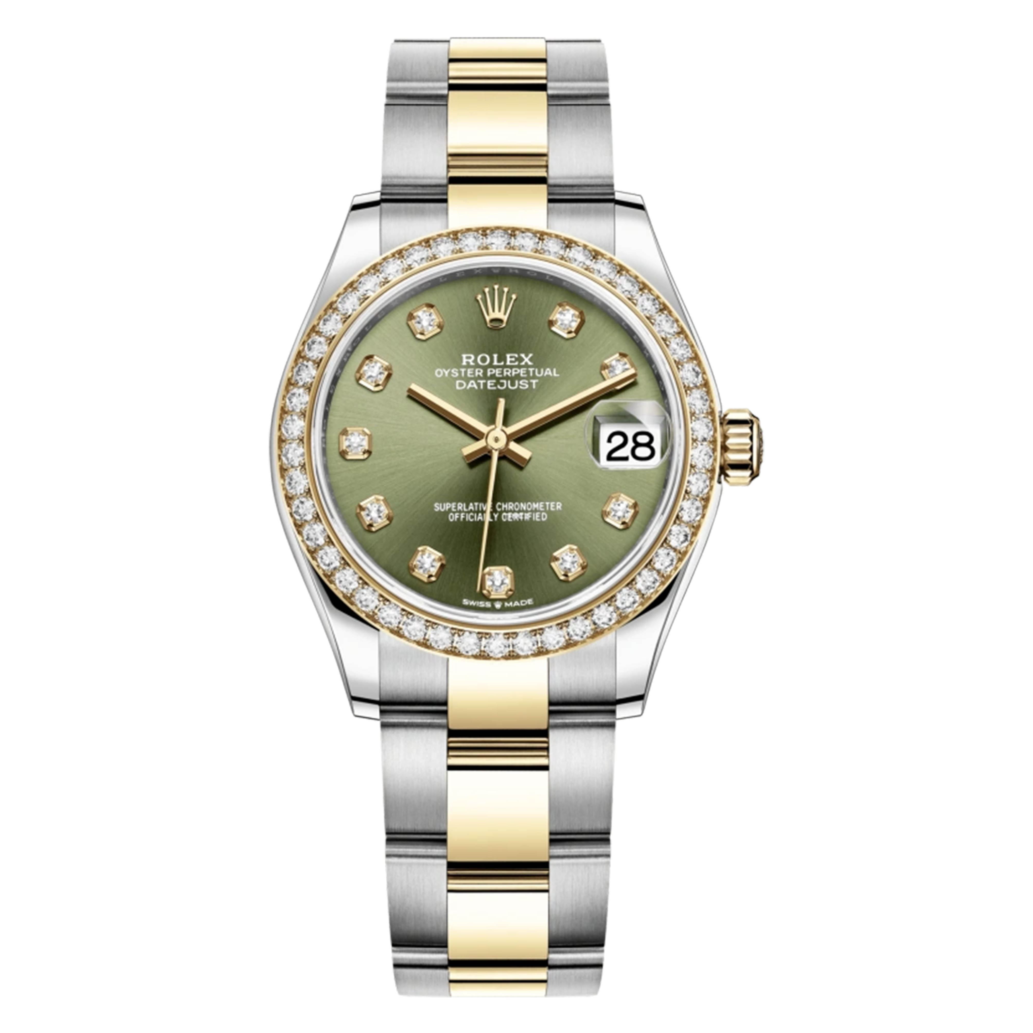 99新 Rolex/劳力士 /278383间金板带钻圈绿钻/31mm