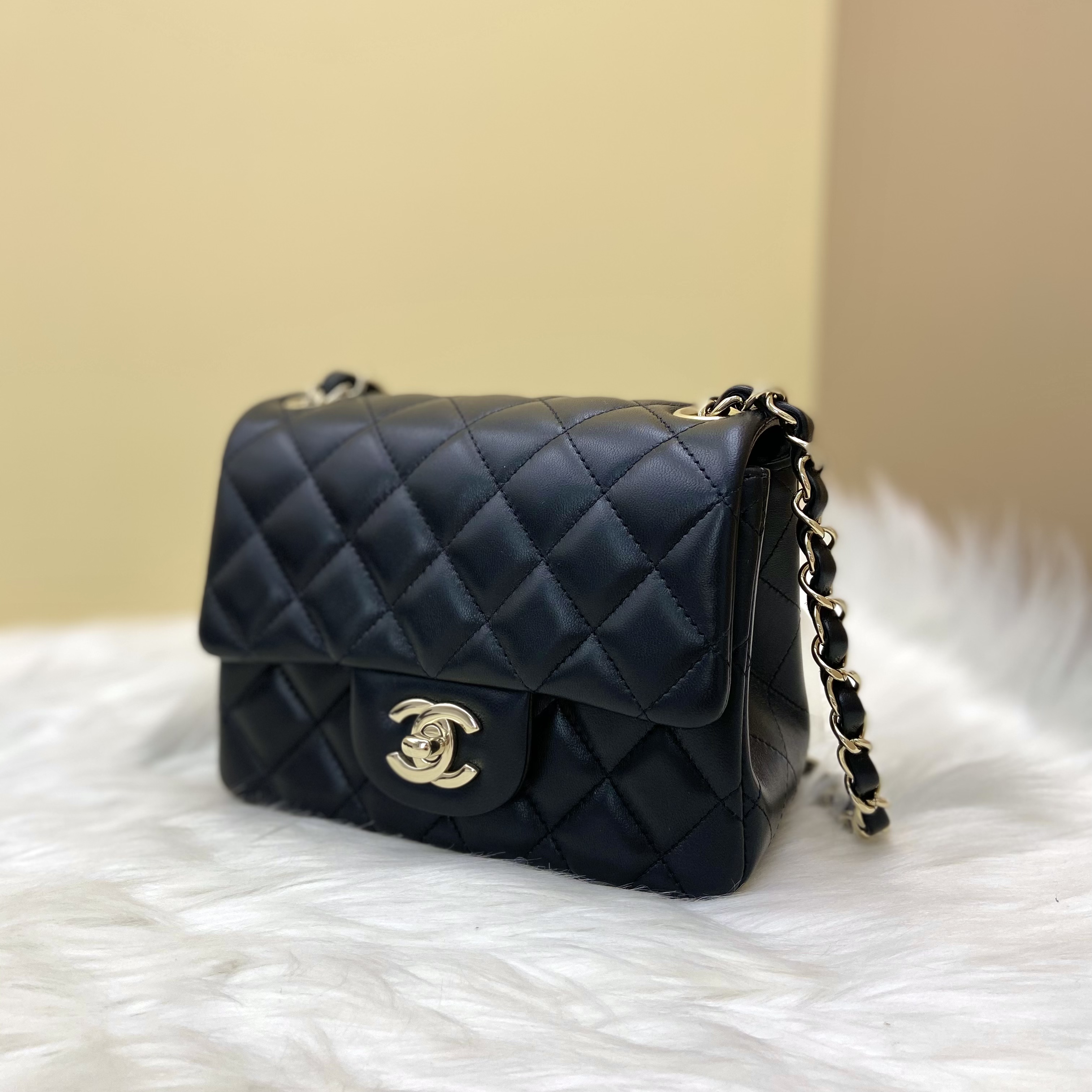 未使用 Chanel/香奈儿 全新 经典方胖子 菱格纹皮穿链单肩斜挎包