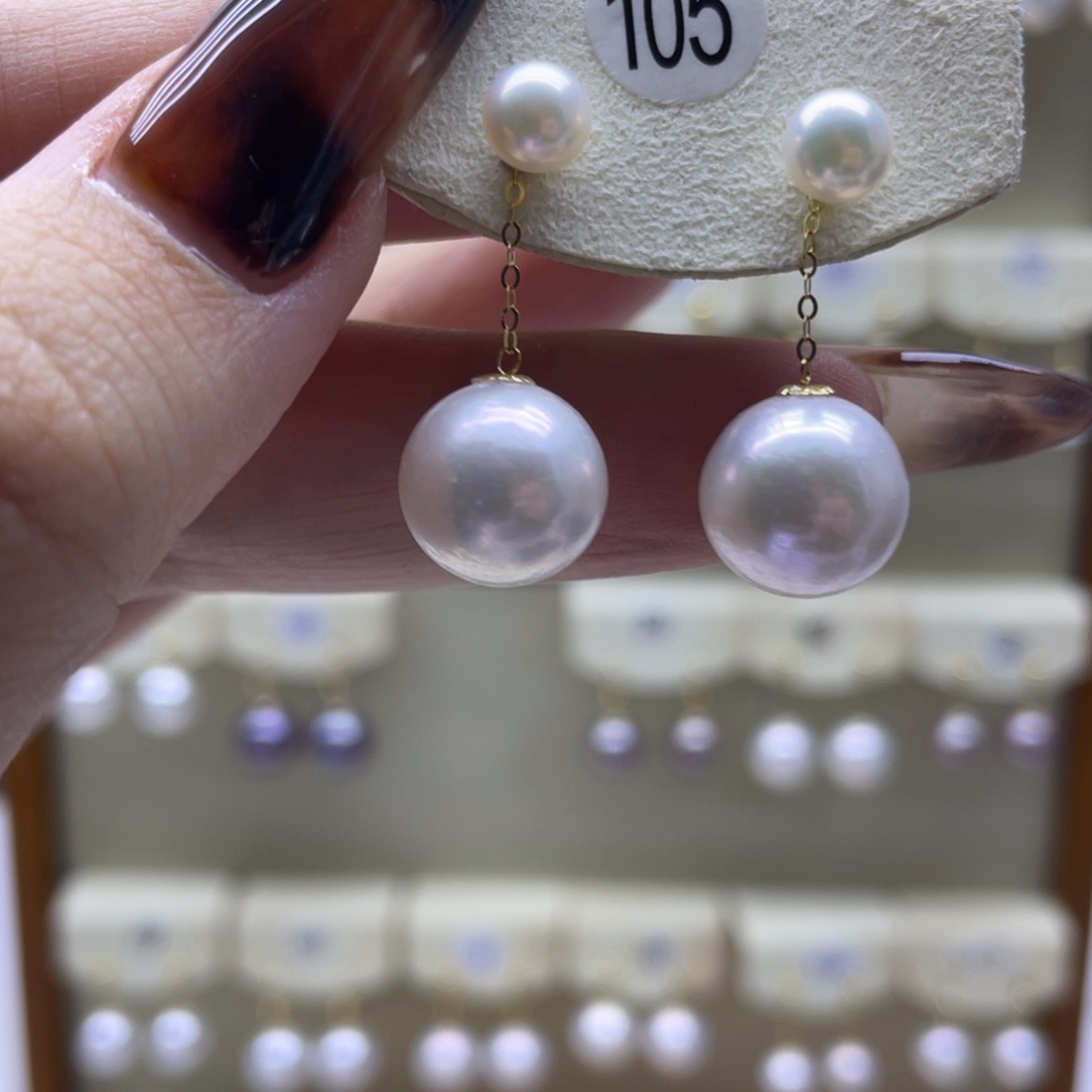 淡水珍珠耳饰18K金镶嵌