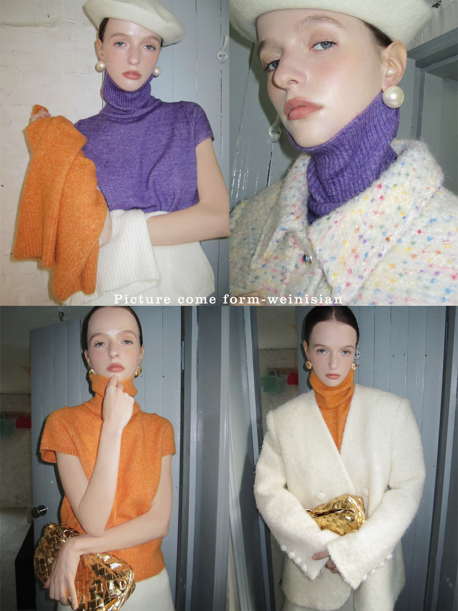 小众设计 高领短袖毛衣上衣   250360